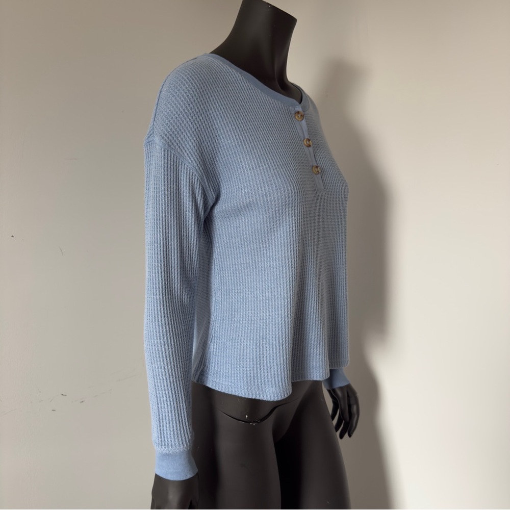 225. Knix Waffle Knit Henley Long Sleeve Top Blue – Size L - Picture 8 of 8